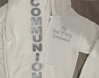 Communion Zip-Up, Tracksuit, My First Holy Communion, Jr. Bridesmaid Zip-up, Flower girl Zip-up.  First Holy Communion, Customize, Wedding