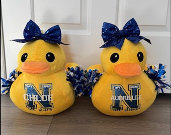 Personalized Cheerleader Duck Plush, Team Gift, Keepsake