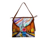 City of Love - Hand Painted Genuine Leather Hand Bags for Ladies
