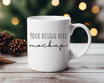 11oz white ceramic mug mockup + Christmas winter theme mug mockup + business store mockups