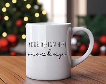 11oz white ceramic mug mockup + Christmas winter theme mug mockup + business store mockups