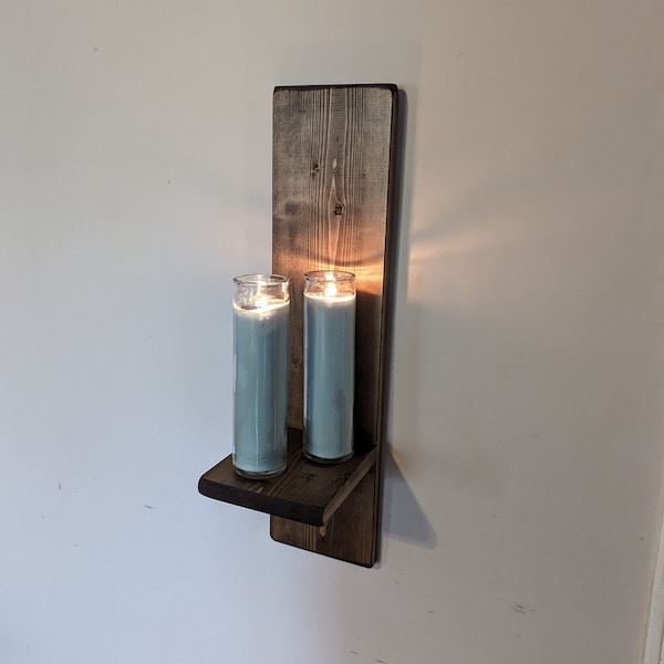 Wooden wall sconce, candle holder, plant shelf