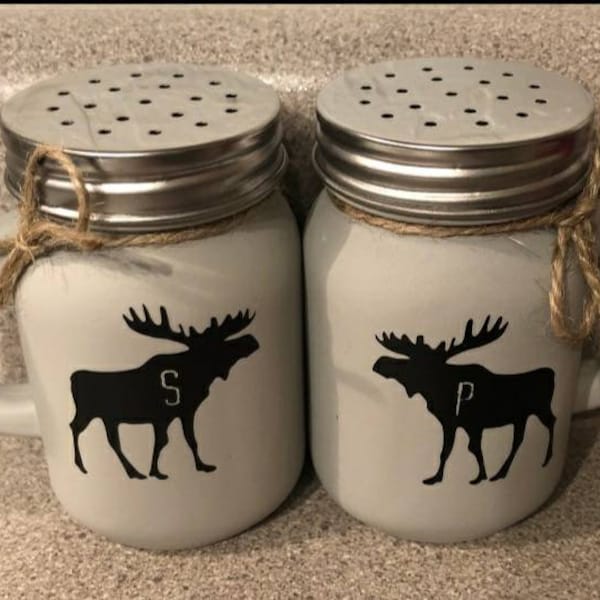 Moose Glass Salt & Pepper Shakers - chalk paint