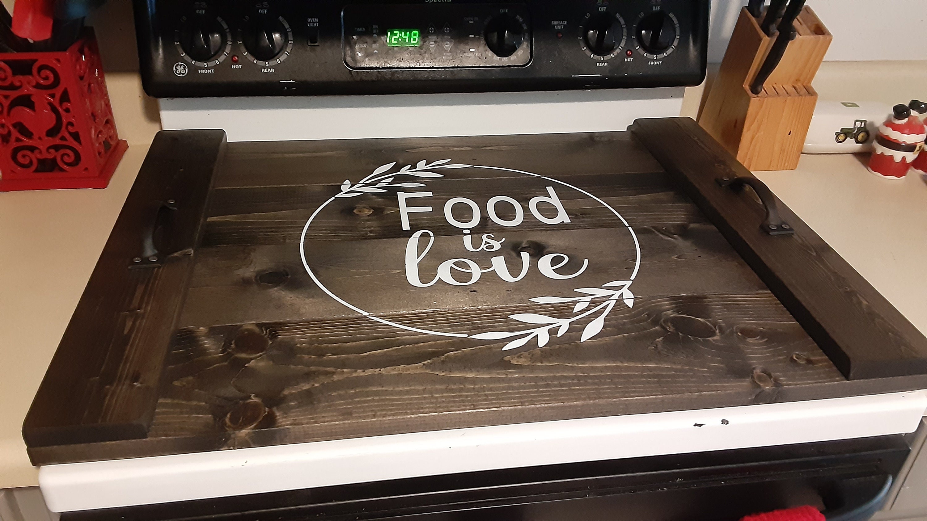 Custom Stove Cover, CUSTOM Sizes, Gas Stove Cover, Electric Stove Top Cover,  Modern Rustic Stove Cover, VINTAGE GRAIN 