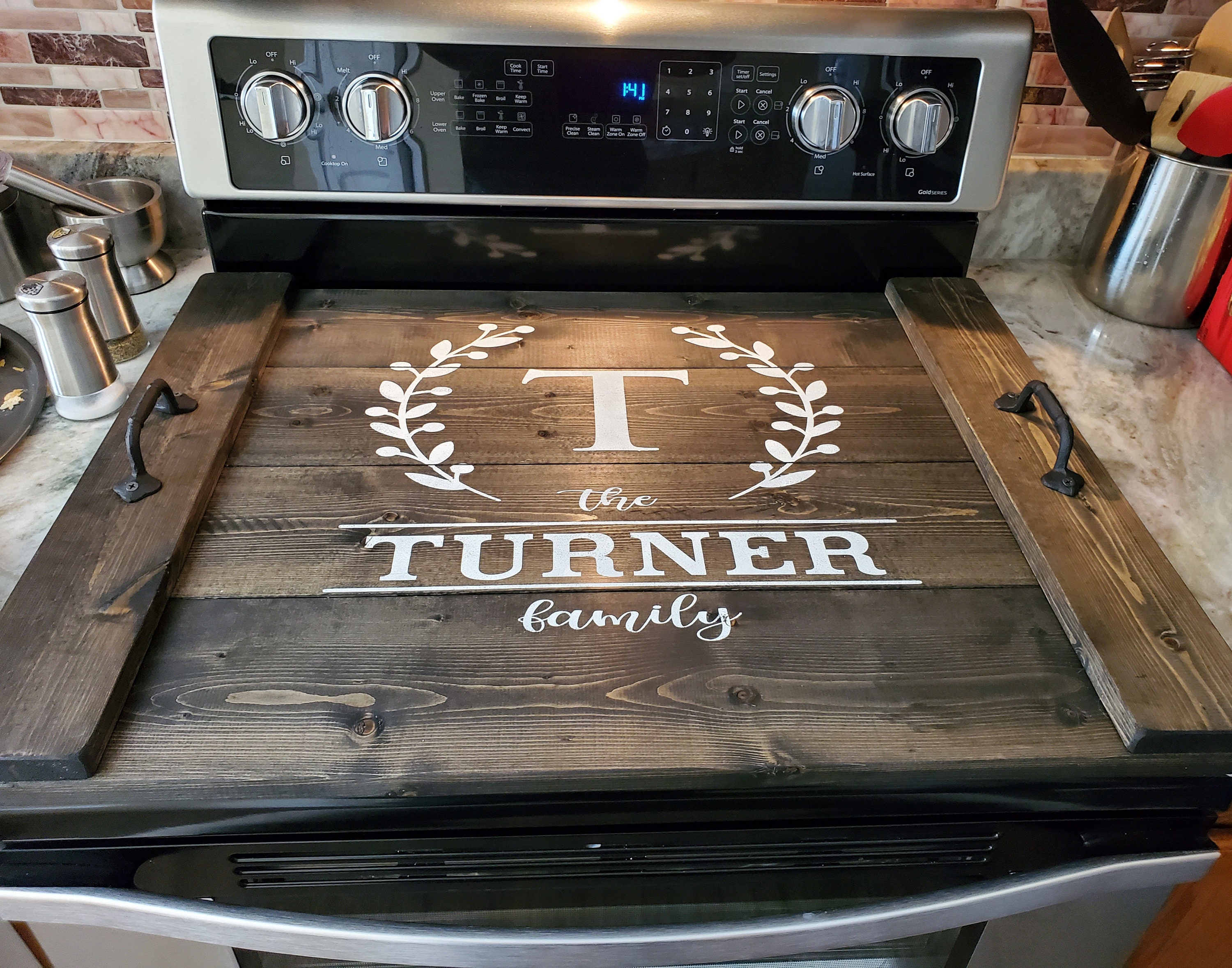 Wood Sunflower Oven Cover- Electric Stove