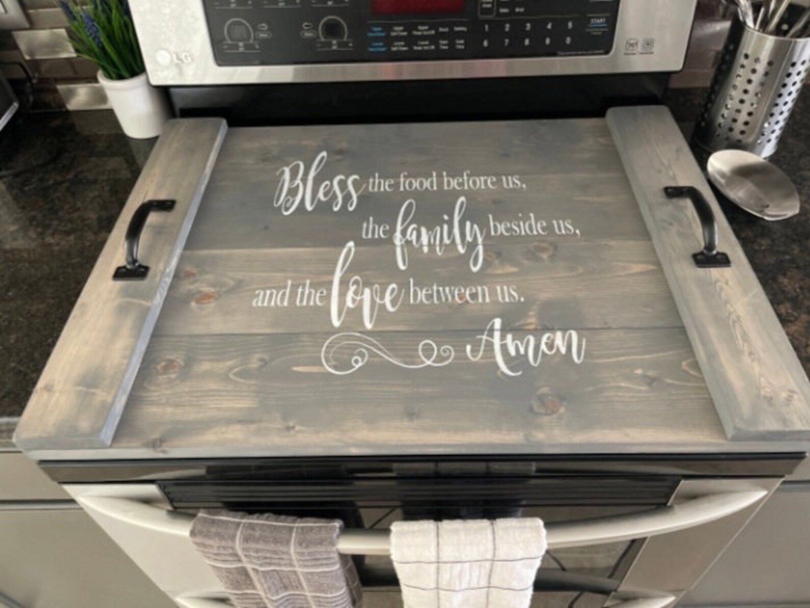 Hand Made Custom Stove Top Cover Bless Prayer Etsy