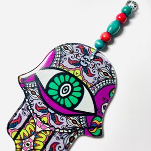 Handmade Glass Fusion Hamsa Wall Decor: Jewish Blessing, Good Luck Charm