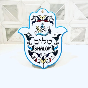 Keramik Hamsa Haussegen: Handgepresste Kabbalah Wand & Tischdekoration, Shalom, Israel, Birkat Habayit