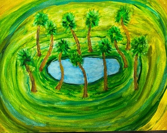 Oasis, original watercolor painting