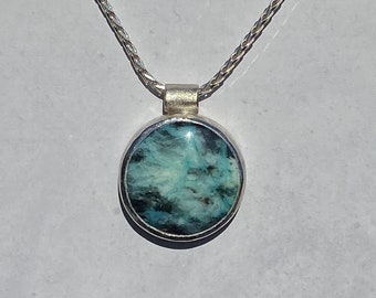 Sterling Silver Opalized Wood Necklace