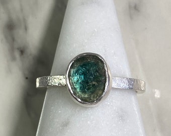 Green Tourmaline Sterling Silver Ring