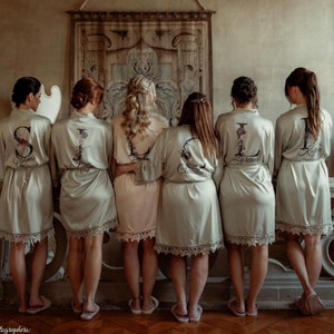NEW! Exclusive Floral Design Robes! Bridesmaid Robes, Bridal Robes, Personalized Satin Robes, Getting Ready Robes, Bridesmaid Gifts, Wedding