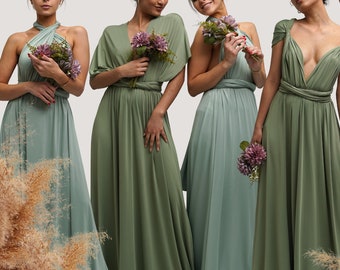 COULEURS TENDANCE 2023 ! Robe de demoiselle d'honneur vert fossile, Robe de demoiselle d'honneur convertible, Robe de mariée, Robe infinity multiway, Robe de mariée