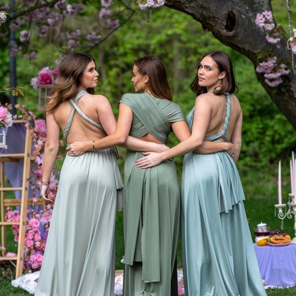 Convertible Maxi Bridesmaid Dress, Floor Length Formal Dress, Bridal Party Convertible Dress, Wedding Dress, Multiway Infinity Dress