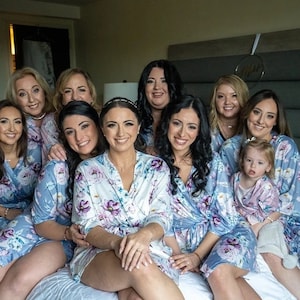 FINAL SALE! Floral Bridesmaid Robes | Bridesmaid Gifts| Bridal Party Robes| Floral Robes| Kimono | Dusty Blue Bridal Robes | Wedding Robes