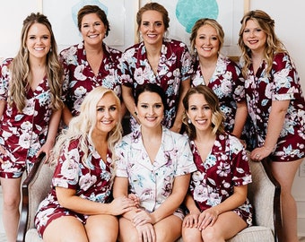 Soft & Stretchy Personalized Bridesmaid Pajamas Sets, Bachelorette Party, Floral Pajamas, Bridesmaid Gift, Getting Ready, Bridesmaid PJ Set