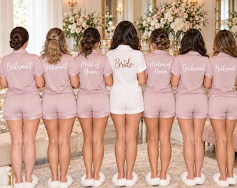 Soft and Stretchy Jersey Bridesmaid Pajamas, Bridesmaid Proposal Gift, Bachelorette Party, Personalized PJs for Getting Ready Pictures