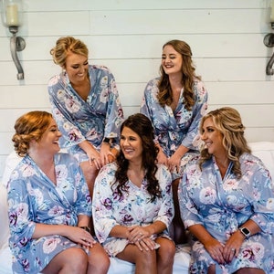 SALE! Bridal Robes | Bridesmaid Proposal Gifts| Bridal Party Outfit | Soft Jersey Cotton Floral Robes | Floral Bridal Party Robes |Alexandra