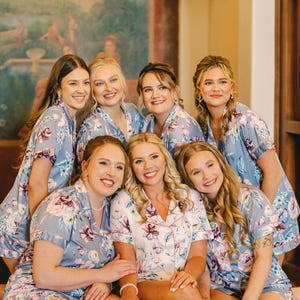 Soft&Stretchy Floral Bridesmaid Pajamas, Shirts, Robes; Bridesmaid Getting Ready Outfit, Bridesmaid PJs, Bachelorette Party, Bridesmaid Gift