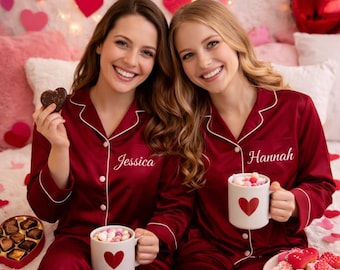 Women’s Silky Satin Pajamas – Mix & Match PJ Set for Galentine’s Night