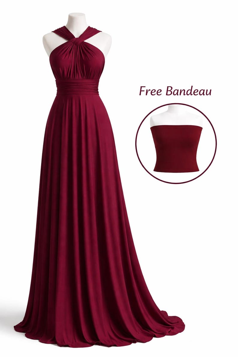 Robe de demoiselle d'honneur, longue robe de demoiselle d'honneur vert olive, robe convertible de soirée nuptiale, robe infinie multi-positions, robe sur mesure pour mariage image 11
