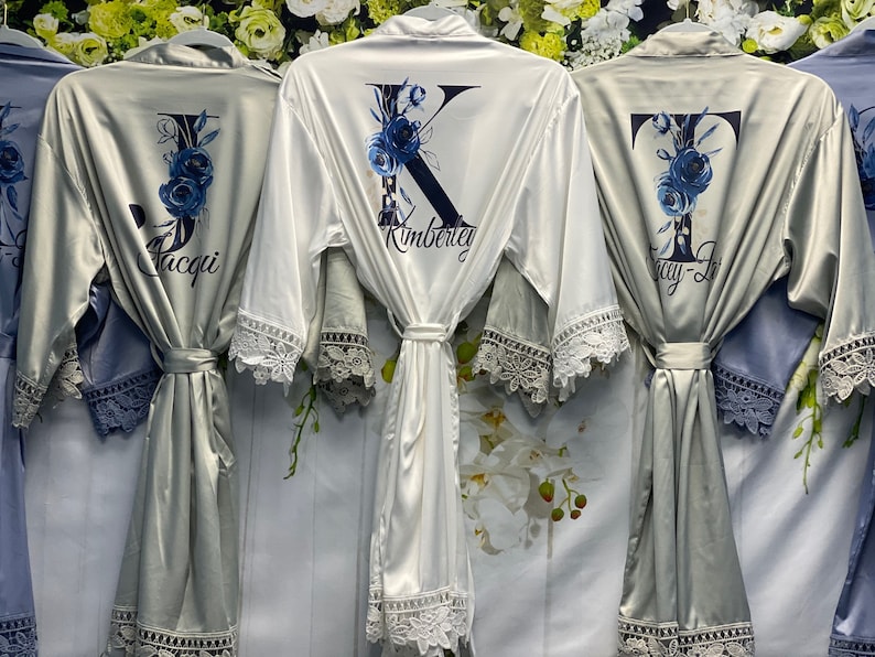 TANIRI Custom Name Bridal Party Robes Lace Robes Bridesmaid Etsy