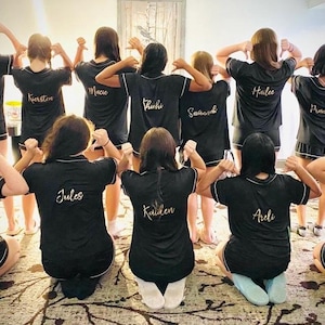 Personalized Cheer Pajamas, Cheerleader Gift, Matching PJ Set, Custom Team Cheer PJs, Team Logo Cheerleader Pajama Set, Team Sleepover PJs