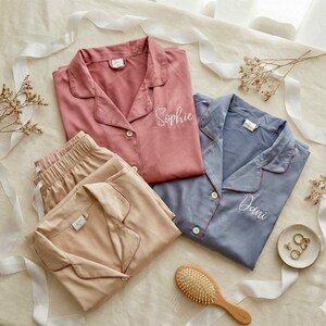 Dusty Blue PJ Set, Bridesmaid Proposal Gift, Monogrammed Pajamas, Bridal Party PJs, Junior Bridesmaid Gift, Wedding Gift, Bachelorette Party image 19