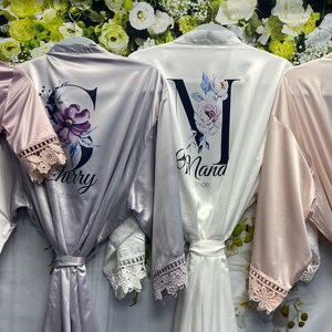 Bridesmaid Robes, Bridal Party Satin Robes, Personalized Bridesmaid Robes, Sage Bridesmaid Robes, Bridesmaid Proposal Gifts, Bachelorette image 3