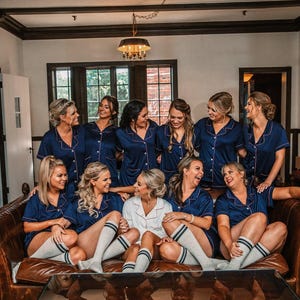 Dusty Blue PJ Set, Bridesmaid Proposal Gift, Monogrammed Pajamas, Bridal Party PJs, Junior Bridesmaid Gift, Wedding Gift, Bachelorette Party image 13