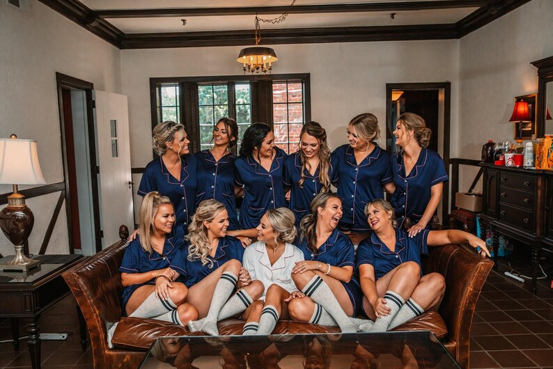Dusty Blue PJ Set, Bridesmaid Proposal Gift, Monogrammed Pajamas, Bridal Party PJs, Junior Bridesmaid Gift, Wedding Gift, Bachelorette Party image 13