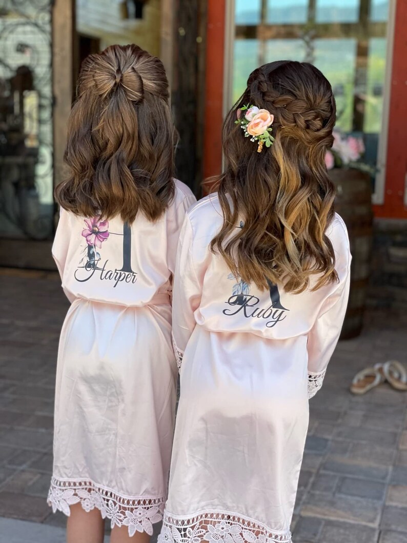 Bridesmaid Robes, Bridal Party Satin Robes, Personalized Bridesmaid Robes, Sage Bridesmaid Robes, Bridesmaid Proposal Gifts, Bachelorette image 2