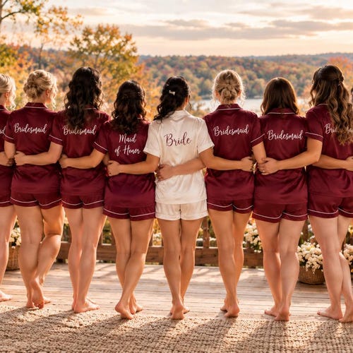 Bridesmaid Pajamas, Bridesmaid Proposal Gift, Bachelorette Party, Personalized PJs for Getting Ready Pictures
