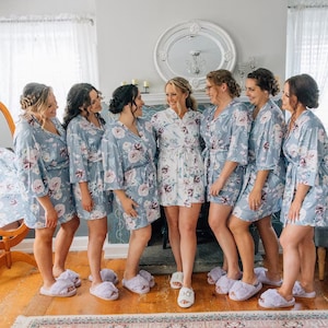 Soft Bridesmaid Robes | Bridesmaid Gifts| Bridal Party Robes| Soft Robes with Floral | Bridal Party Robes | Wedding Robes