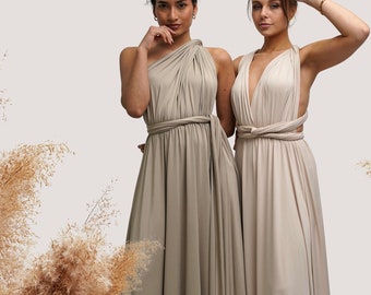 Robe de demoiselle d'honneur, Robe de demoiselle d'honneur vert olive, Robe convertible de soirée nuptiale, Robe infinity multivoies, Robe de mariage, Robe grande taille