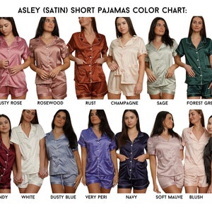 Long & Short Satin Pajama Set, Bridesmaid Proposal Gift, Personalized PJs for Bachelorette Party, Wedding Getting Ready PJs, Braut Pyjama afbeelding 9