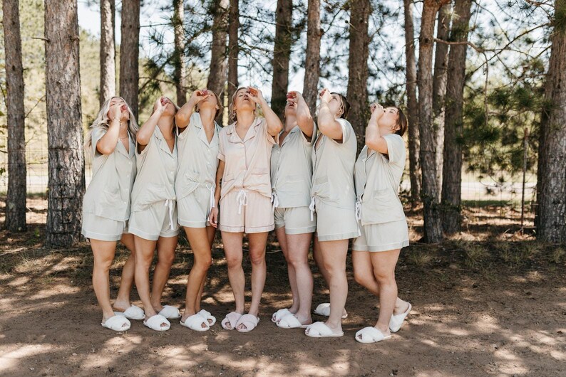 Dusty Blue PJ Set, Bridesmaid Proposal Gift, Monogrammed Pajamas, Bridal Party PJs, Junior Bridesmaid Gift, Wedding Gift, Bachelorette Party image 17