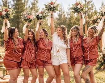 Softest Satin Bridesmaid Pajamas - Bridesmaid Gifts - Pajamas - Bachelorette Party Gifts - Personalized Gifts - Getting Ready Pajamas