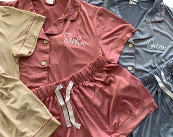 NEW! Soft  Monogram Sleep PJ Shorts Set for Bridesmaid Pajamas Maid of Honor  Bridal Party Getting Ready Outfits Bride PJs Bridesmaid Gifts