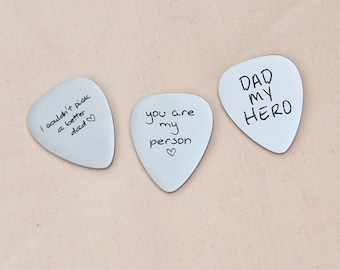 Actual Handwriting Guitar Pick • Custom Engraved • Personalised Gift for Him
