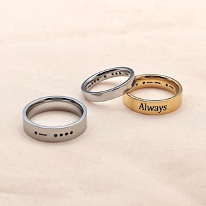 Personalised Morse Code Ring, Custom Engraved Secret Message Band
