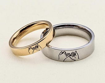 Personalised Pinky Promise Couples Rings, Stainless Steel. Matching Rings. All sizes 4-14