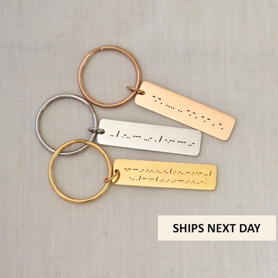 Personalised Morse Code Keyring, Custom Steel Morse Code Keychain
