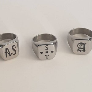 Men's Personalised Initial Signet Ring. Custom Ring. Silver Signet Ring. Personalised Gift For Him. Jewellery Initial Ring.