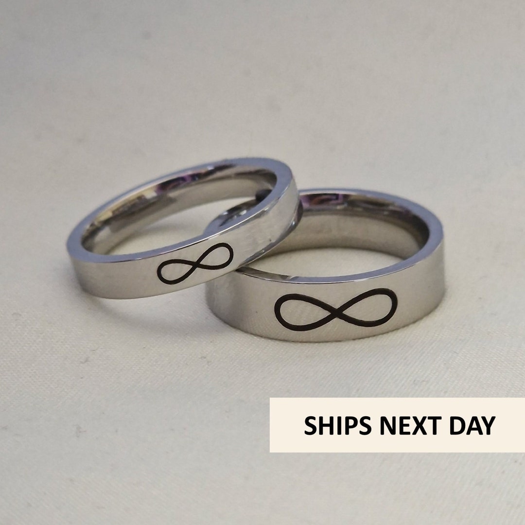 Personalised Infinity Couples Rings Stainless Steel. 4 6mm. Together Forever Best Friend Rings Set. Matching Rings. Etsy UK