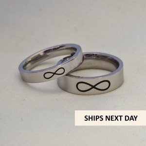 Personalised Infinity Couples Rings, Stainless Steel. 4/6mm. Together forever, Best Friend Rings Set. Matching Rings.