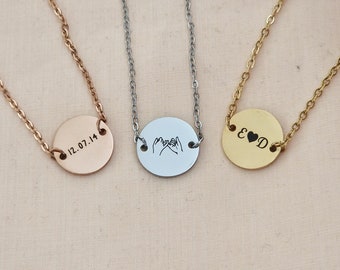 Pulsera de disco personalizada • Grabado personalizado • Moneda delicada minimalista