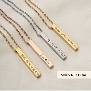 Personalized Vertical Bar Necklace Etsy Singapore