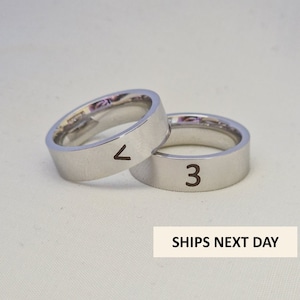 Personalisierte Gelenk Herz Paare Ringe, Edelstahl. 4/6mm. Beste Freunde Ringe Set. Passende Ringe.