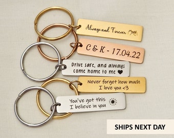 Personalised Bar Keyring, Custom Engraved Metal Keychain Fob